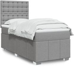 vidaXL világosszürke szövet rugós ágy matraccal 90 x 200 cm (3291565)