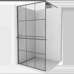Mexen Kioto+ zuhanyfal polccal Walk-in 120 x 200 cm, fekete minta, gun metal - 800-120-121-95-77 (800-120-121-95-77)