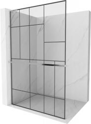 Mexen Kioto+ L zuhanyfal polccal 100 x 200 cm, fekete mintázat, króm - 800-100-123-01-78 (800-100-123-01-78)