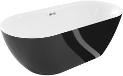 Mexen Roxy szabadon álló fürdőkád 170 x 80 cm, fehér/fekete, króm lefolyó - 51201708075-01 (51201708075-01)