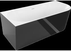 Mexen Mia szabadon álló bal sarok 180 x 80 cm, fehér/fekete, fehér túlfolyó - 52691808075L-20 (52691808075L-20)