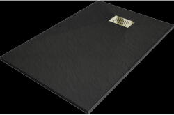 Mexen Hugo téglalap alakú SMC 130 x 80 cm, fekete, arany burkolat - 42708013-G (42708013-G)