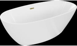 Mexen Eris önálló fürdőkád 180 x 80 cm, fehér, arany túlfolyó - 53441808000-50 (53441808000-50)