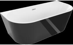 Mexen Oval szabadon álló, falhoz rögzíthető fürdőkád 150 x 75 cm, fehér/fekete, króm leeresztő - 52671507575-01 (52671507575-01)