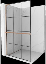 Mexen Kioto+ L zuhanyfal polccal Walk-in 120 x 200 cm, fekete minta, csiszolt réz - 800-120-123-65-77 (800-120-123-65-77)