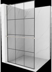 Mexen Kioto+ L zuhanyfal polccal Walk-in 120 x 200 cm, fekete minta, kefélt nikkel - 800-120-123-97-77 (800-120-123-97-77)
