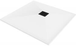 Mexen Stone+ négyzet alakú kompozit zuhanytálca 70 x 70 cm, fehér, fekete fedél - 44107070-B (44107070-B)