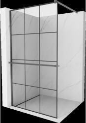 Mexen Kioto+ zuhanyfal polccal Walk-in 110 x 200 cm, fekete minta, gun metal - 800-110-121-95-77 (800-110-121-95-77)