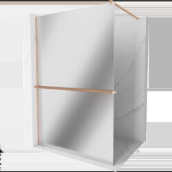 Mexen Kioto+ Walk-in zuhanyfal polccal 140 x 200 cm, tükör, sörtézelt réz - 800-140-121-65-50 (800-140-121-65-50)