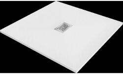 Mexen Hugo négyzet alakú SMC zuhanytálca 100 x 100 cm, fehér, inox burkolat - 42101010-X (42101010-X)