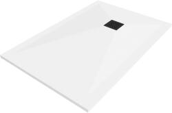 Mexen Stone+ kompozit zuhanyzó tálca 130 x 80 cm, fehér, fekete takaróval - 44108013-B (44108013-B)