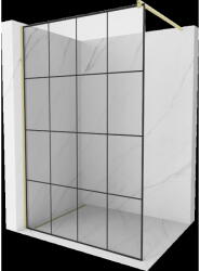 Mexen Kioto Walk-in zuhanykabin 150 x 200 cm, fekete minta 8 mm, arany kefélt - 800-150-101-55-77 (800-150-101-55-77)