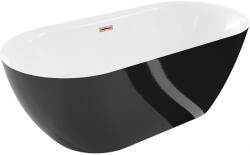 Mexen Roxy szabadon álló kád 170 x 80 cm, fehér/fekete, rózsaszín arany overflow - 51201708075-60 (51201708075-60)