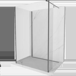 Mexen Kioto Walk-in zuhanyfal 90 x 90 x 30 cm, átlátszó, fegyverszürke csiszolt - 800-090-090-221-66-00-030 (800-090-090-221-66-00-030)