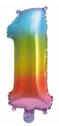  Színes Multicolour Metallic mini 1-es szám fólia lufi 34 cm (PNN92724)