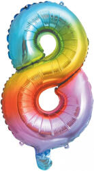 Színes Multicolour Metallic mini 8-as szám fólia lufi 35 cm (PNN92731)