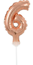 Rose Gold 6-os szám fólia lufi tortára 13 cm (MLG114379)