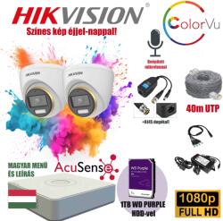  Hikvision 2MP ColorVU 2 Kamerás Szereld Magad TurboHD Csomag RJ45 balunnal