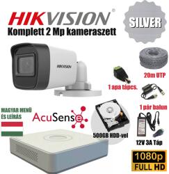  Hikvision 2MP SILVER ACUSENSE TurboHD prémium kamera rendszer 1db kamerával és 500GB HDD-vel