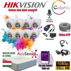  Hikvision 2MP ColorVU 8 Kamerás Szereld Magad TurboHD Csomag RJ45 balunnal