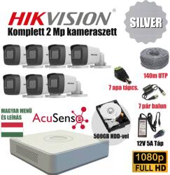  Hikvision 2MP SILVER ACUSENSE TurboHD prémium kamera rendszer 7db kamerával és 500GB HDD-vel
