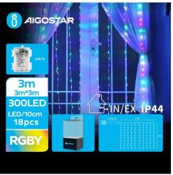 Aigostar B. V. Aigostar - LED Karácsonyi kültéri lánc 300xLED/8 funkció 3xAA 6x3m IP44 többszínű B10303K3M (AI1361)