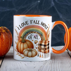 Deconline Customs Őszi mintás bögre ""I love fall" Narancssárga (DO126178-2-ORANGE-MUG)
