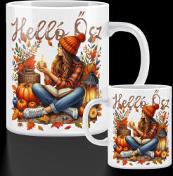 Deconline Customs Őszi mintás bögre ""hello ősz lány" 330 ml (DO126178-9-CERAMIC-MUG)