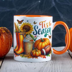 Deconline Customs Őszi mintás bögre ""Tis the Season" Narancssárga (DO126178-10-ORANGE-MUG)