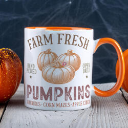 Deconline Customs Őszi mintás bögre ""Vintage Farm Pumpkins" Narancssárga (DO126178-ORANGE-MUG)