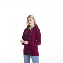 Just Hoods Uniszex pulóver Just Hoods AWJH053 varsity Zoodie -2XL, Jet Black/Fire Red