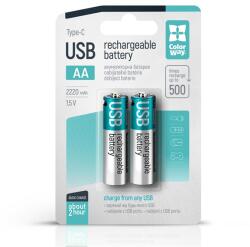 ColorWay AA újratölhető elem, USB-C 2200 mAh 1.5B (Li-Polymer) (2pc. ) (CW-UBAA-10) (CW-UBAA-10) - pcx