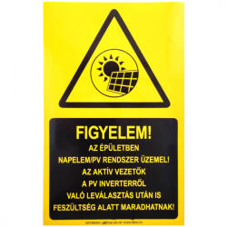  Öntapadó vinil matrica 250x160mm sárga - FIGYELEM! NAPELEMES RENDSZER! (ATS092001_250)