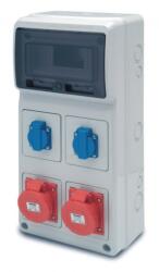 Famatel S. A ACQUA doboz 8 modul - 2db házt. - 2db 3P+F 16A ipari (23330) IP44, 6505, Famatel S. A (FAM6505)