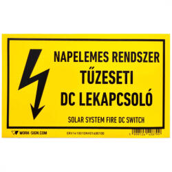  Öntapadó vinil matrica 160x100mm sárga - Napelemes rendszer TŰZESETI DC KAPCSOLÓ (ATS141001_160)