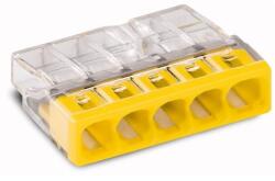 Wago COMPACT vezeték összekötő 5x0, 5-2, 5 mm2 tömör vezetékhez, átlátszó házban, sárga fedéllel 2273-205 (2273-205) - dinavill