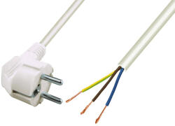 Somogyi Elektronic Home N 7 hálózati csatlakozókábel, 2 m, H05VV-F 3G0, 75 mm2 kábellel, védőérintkezős, max. 1380W, fehér, N_7 (N_7)