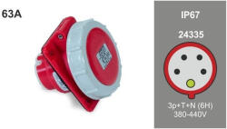 Famatel FAMATEL ipari beépíthető dugalj 3P+N+F 380V 63A IP67, 24335, Famatel S. A (24335)