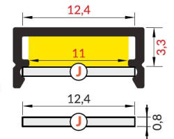 Topmet TM-takaró profil Begtin/Begton rápattintható/kihúzható transzparens 2000mm (J) 70330016 (285053)