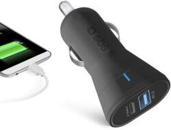 SBS - Incărcător de Mașină USB, USB-C, 2.1A, 3A, negru