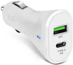 SBS - Incărcător de Mașină USB-C PowerDelivery 20W, USB 18W, alb