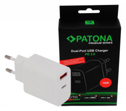 PATONA Premium PD18W adapter 5V/3.0A 9V/2.0A 12V/1.5A A 1xUSB-C 1xUSB-A PD3.0 QC3.0 fehér (2584)
