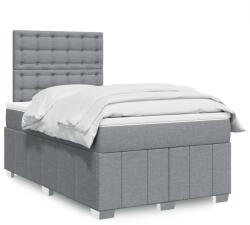 vidaXL világosszürke szövet rugós ágy matraccal 120 x 190 cm (3293921)