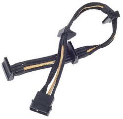 SilverStone 4-Pin Molex - 4x SATA hosszabbító - 300mm fekete/arany