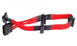 SilverStone 4-Pin Molex - 4x SATA hosszabbító - 300mm piros