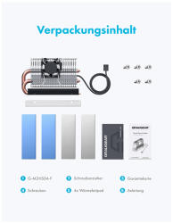 GRAUGEAR Heatpipe Cooler f. M. 2 NVMe 2280 SSD 25 mm-es PWM ventilátorral /G-M2HP04-F/