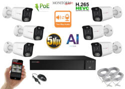 Monitorrs Security - AI IP Aktív kamerarendszer 6 kamerával 5 mpix WTube - 6078K6