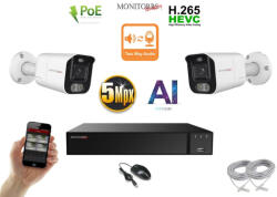 Monitorrs Security - AI IP Aktív kamerarendszer 2 kamerával 5 mpix WTube - 6078K2