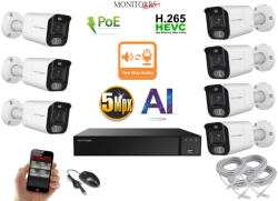 Monitorrs Security - AI IP Aktív kamerarendszer 7 kamerával 5 mpix WTube - 6078K7