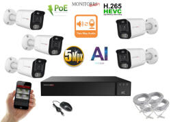 Monitorrs Security - AI IP Aktív kamerarendszer 5 kamerával 5 mpix WTube - 6078K5